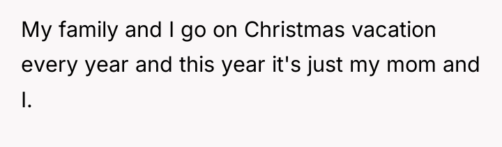 My family and I go on Christmas vacation every year...