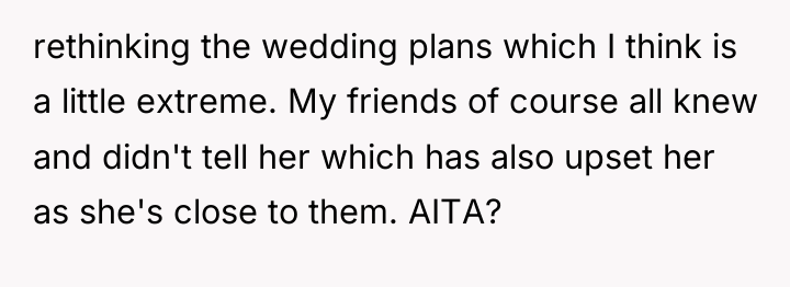 rethinking the wedding plans which I think is a little...
