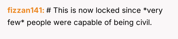 fizzan141 # This is now locked since *very few* people...