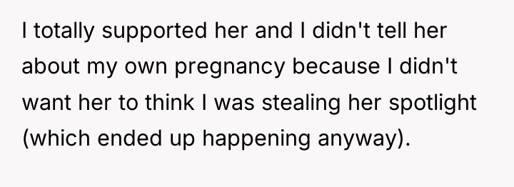 I totally supported her and I didn't tell her about...