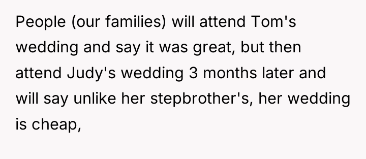 People (our families) will attend Tom's wedding and say it...