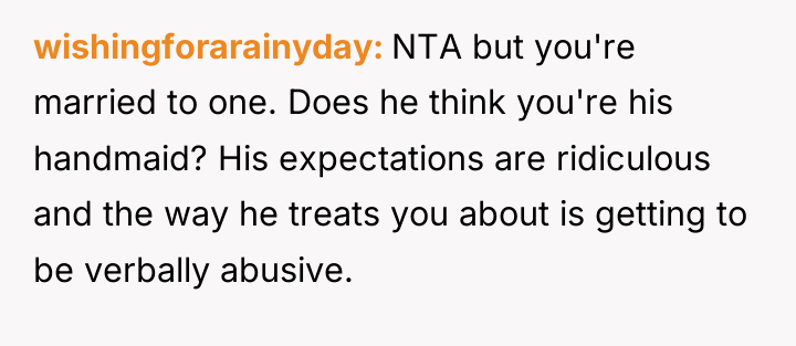 wishingforarainyday NTA but you're married to one. Does he think...