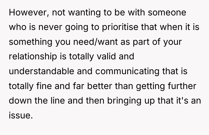 However, not wanting to be with someone who is never...