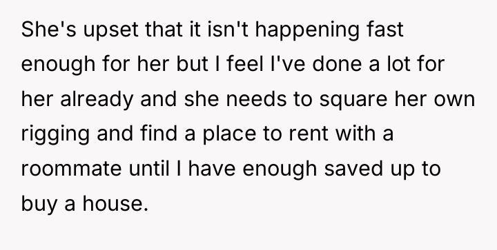She's upset that it isn't happening fast enough for her...