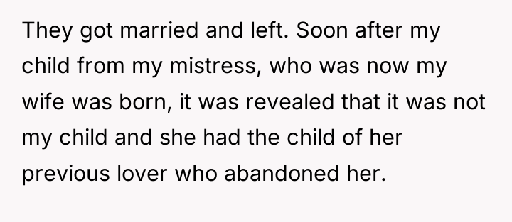 They got married and left. Soon after my child from...