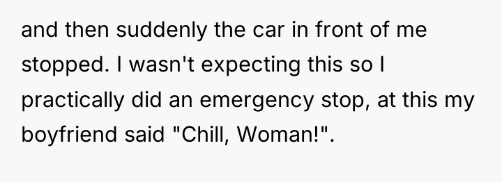 and then suddenly the car in front of me stopped....