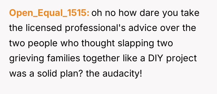 Open_Equal_1515 oh no how dare you take the licensed professional's...