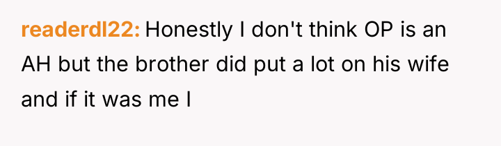readerdl22 Honestly I don't think OP is an AH but...