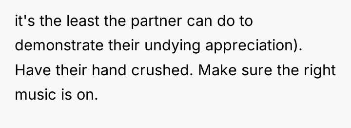 it's the least the partner can do to demonstrate their...