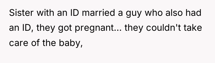 Sister with an ID married a guy who also had...