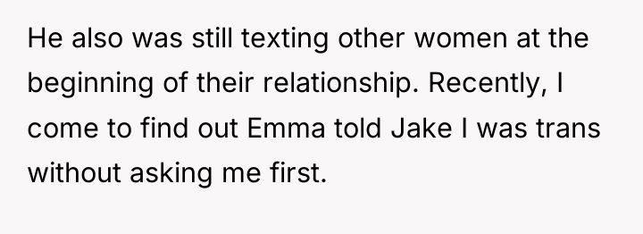He also was still texting other women at the beginning...