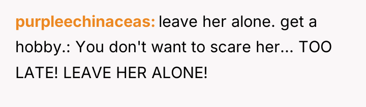 purpleechinaceas leave her alone. get a hobby.: You don't want...