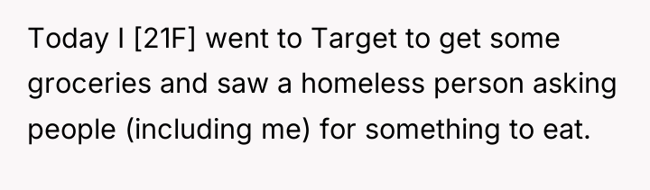 Today I [21F] went to Target to get some groceries...