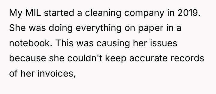 My MIL started a cleaning company in 2019. She was...