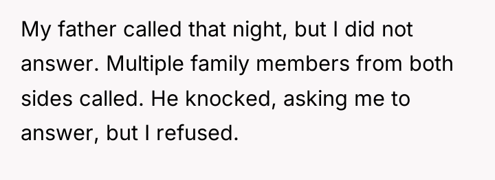 My father called that night, but I did not answer....