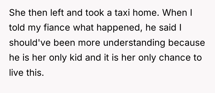 She then left and took a taxi home. When I...