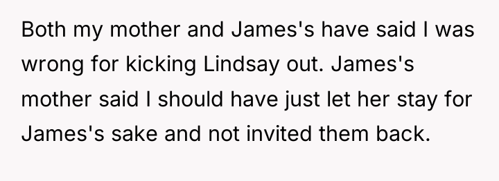 Both my mother and James's have said I was wrong...
