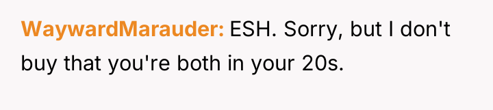 WaywardMarauder ESH. Sorry, but I don't buy that you're both...