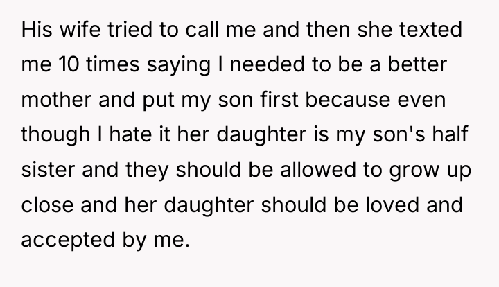 His wife tried to call me and then she texted...