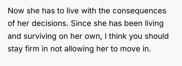 Now she has to live with the consequences of her...