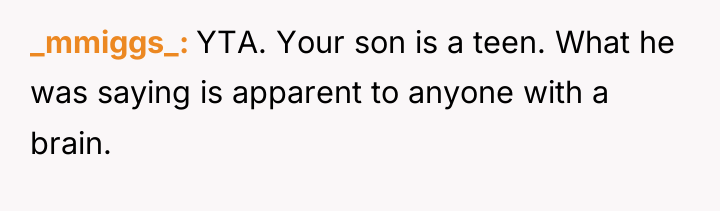 _mmiggs_ YTA. Your son is a teen. What he was...
