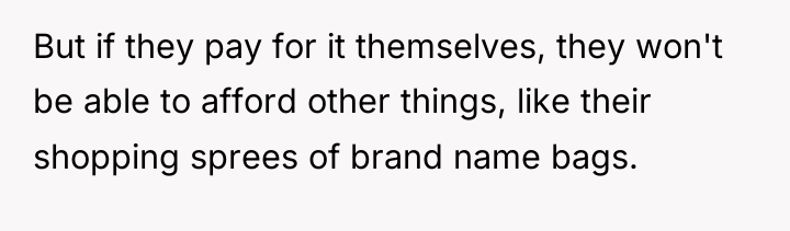 But if they pay for it themselves, they won't be...
