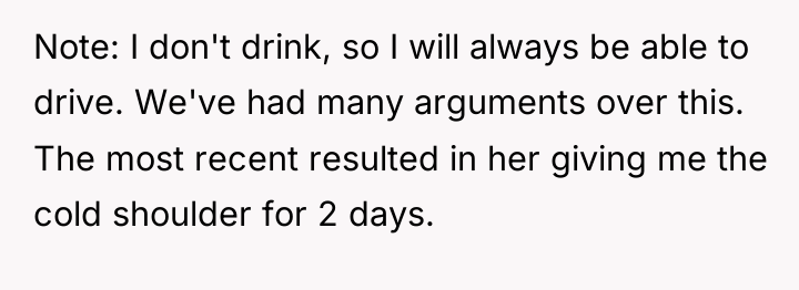 Note: I don't drink, so I will always be able...