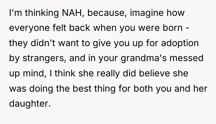 I'm thinking NAH, because, imagine how everyone felt back when...