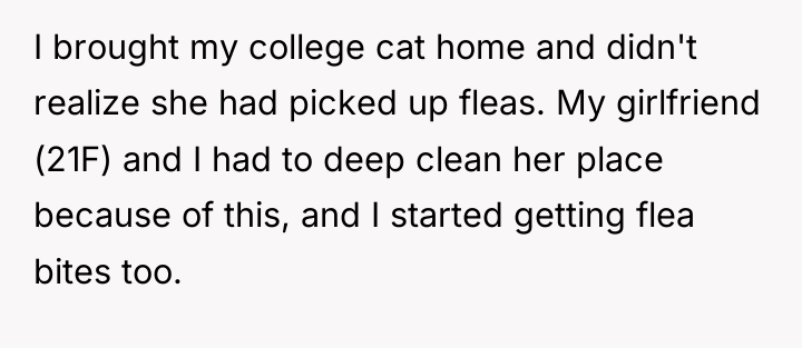 I brought my college cat home and didn't realize she...