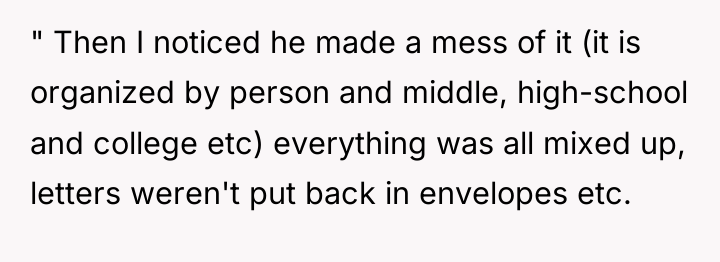 " Then I noticed he made a mess of it...