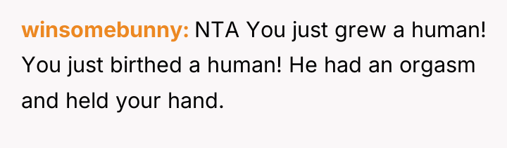 winsomebunny NTA You just grew a human! You just birthed...