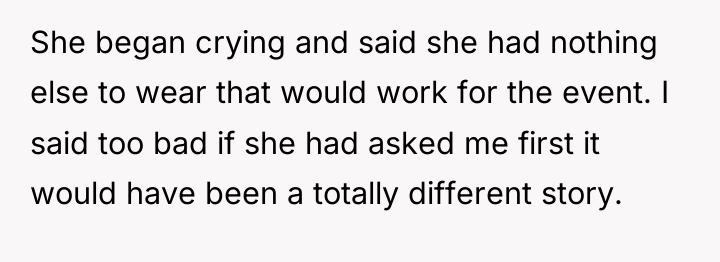 She began crying and said she had nothing else to...