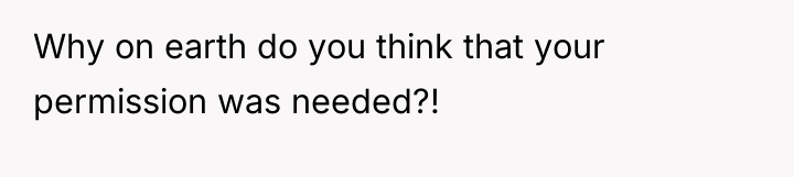 Why on earth do you think that your permission was...