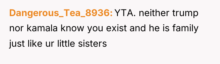 Dangerous_Tea_8936 YTA. neither trump nor kamala know you exist and...