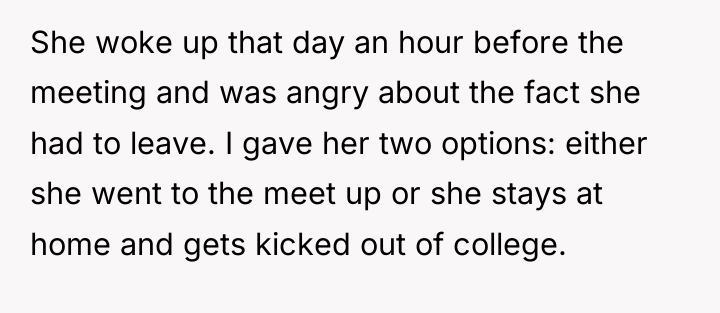 She woke up that day an hour before the meeting...