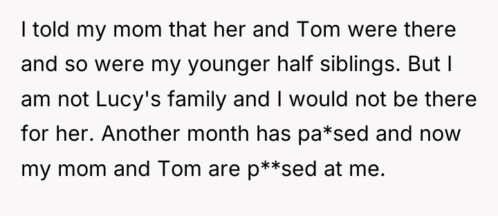 I told my mom that her and Tom were there...