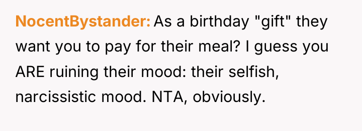 NocentBystander As a birthday "gift" they want you to pay...