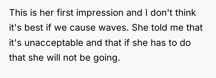 This is her first impression and I don't think it's...