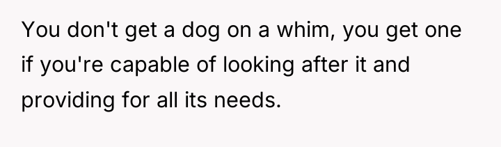 You don't get a dog on a whim, you get...