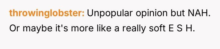 throwinglobster Unpopular opinion but NAH. Or maybe it's more like...