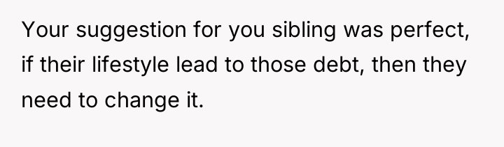 Your suggestion for you sibling was perfect, if their lifestyle...
