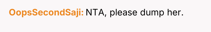 OopsSecondSaji NTA, please dump her.