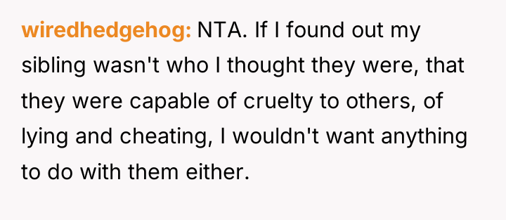 wiredhedgehog NTA. If I found out my sibling wasn't who...