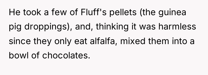 He took a few of Fluff's pellets (the guinea pig...