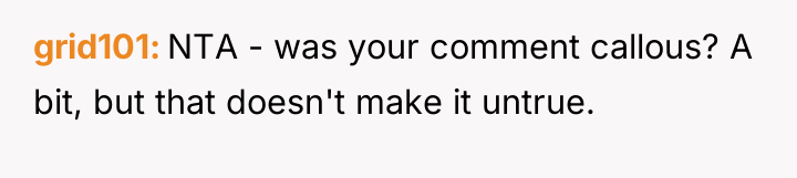 grid101 NTA - was your comment callous? A bit, but...