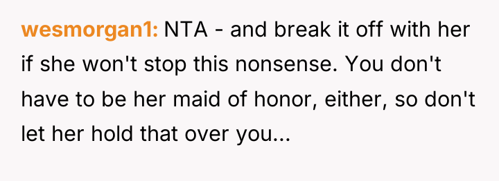 wesmorgan1 NTA - and break it off with her if...