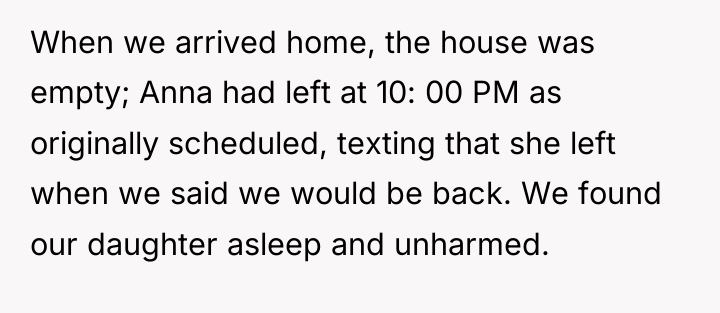 When we arrived home, the house was empty; Anna had...