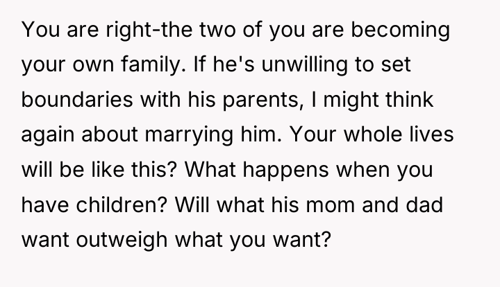 You are right-the two of you are becoming your own...