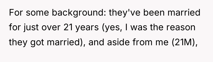 For some background: they've been married for just over 21...