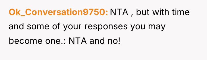 Ok_Conversation9750 NTA , but with time and some of your...